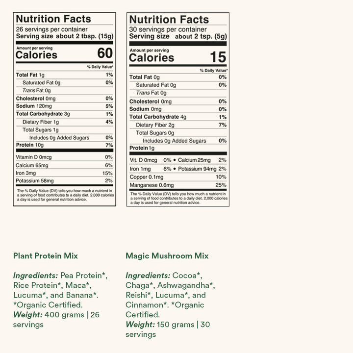 Nutrition tables - Plant Protein, Magic Mushroom